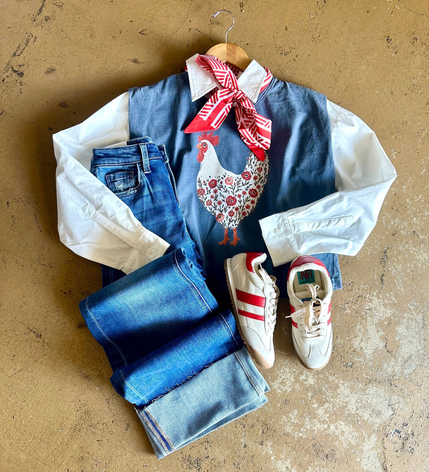 The Floral Chicken Boxy Muscle Tee