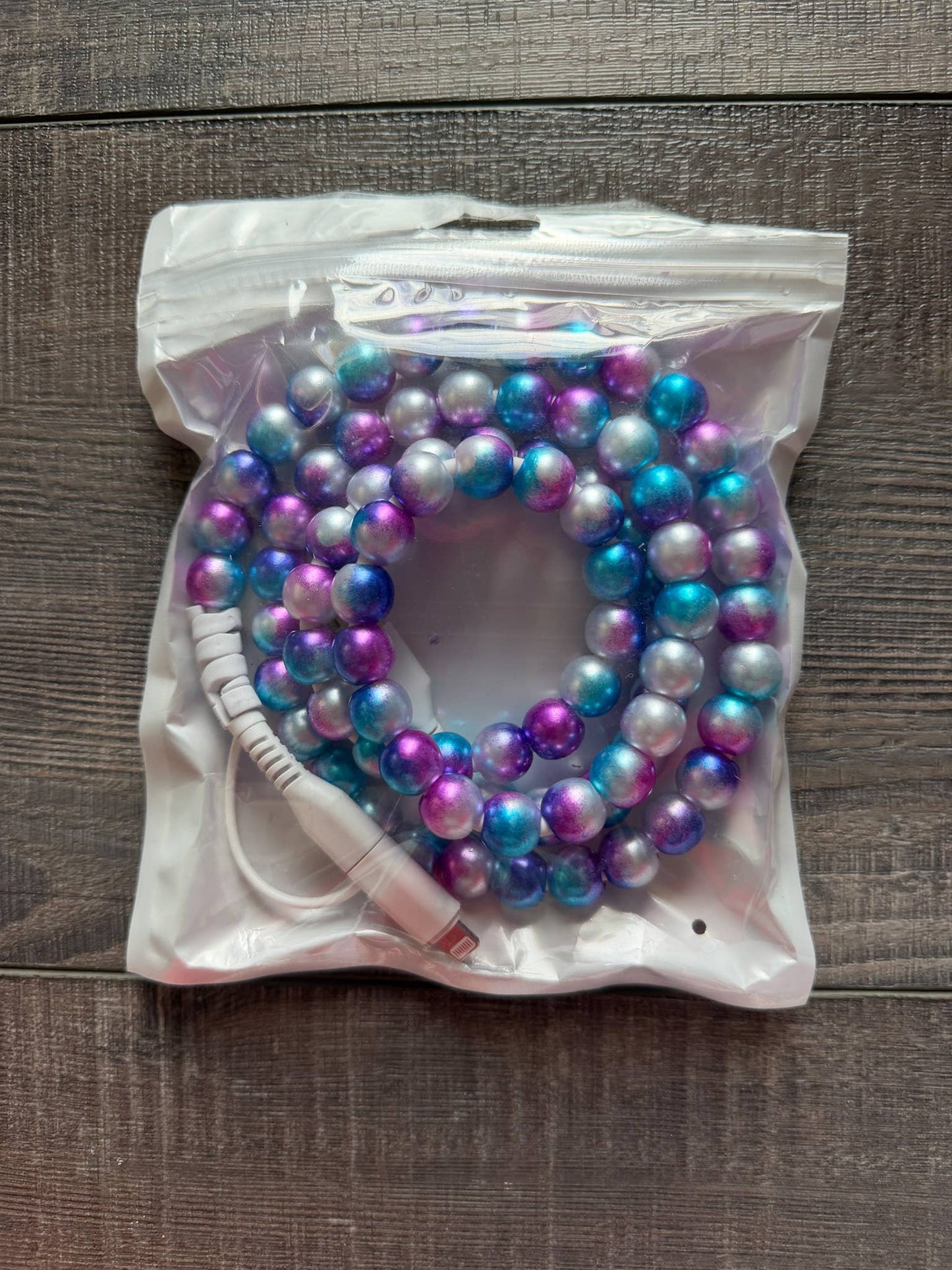 Mermaid Beaded Phone Charger with Lightning & USB-C Cable