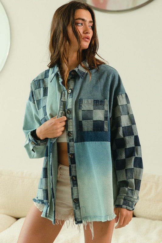 Denim Checker Shacket