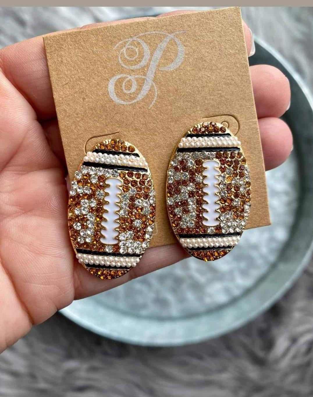 Bling Football Earrings