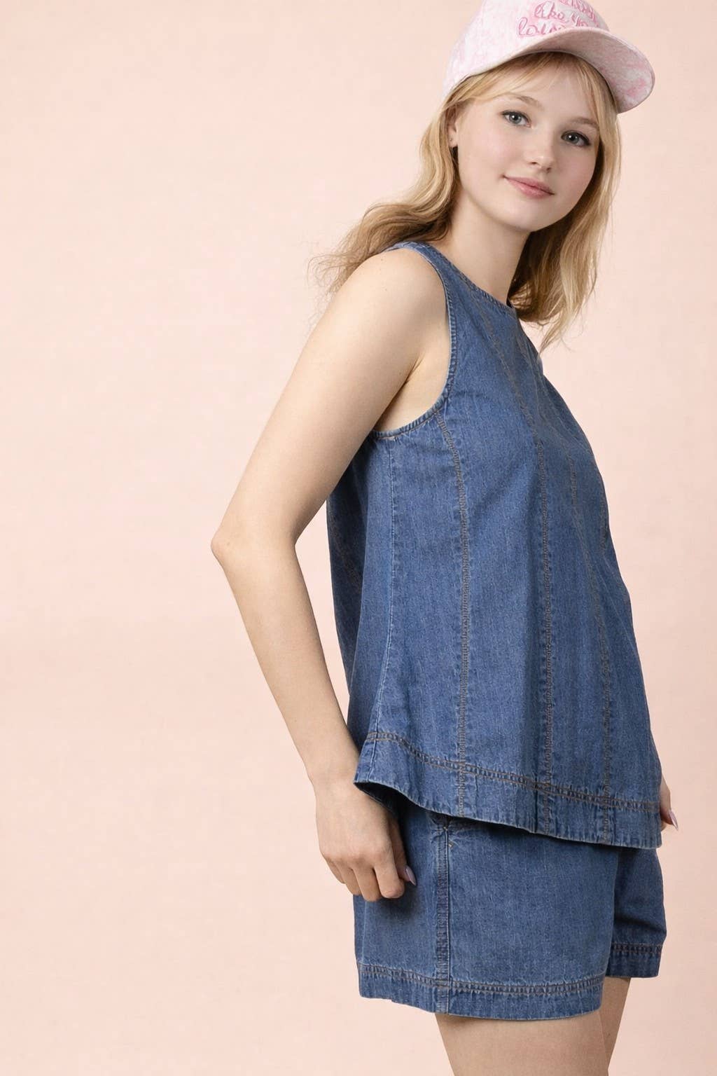 Indigo Denim Top & Shorts Set