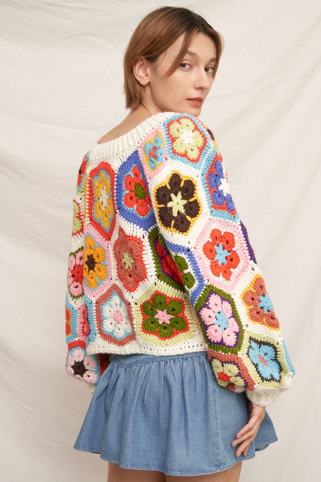 Chunky Oversized Granny Squared Crochet Sweater
