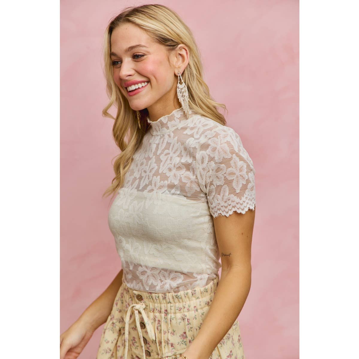 Floral Sheer Short Sleeve Top