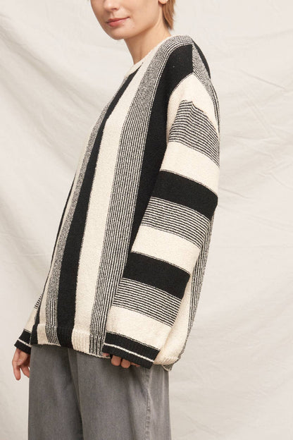 Striped Crew Neck Knit Sweater