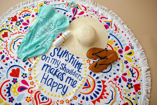 Beach Towel-Sunshine Mandala