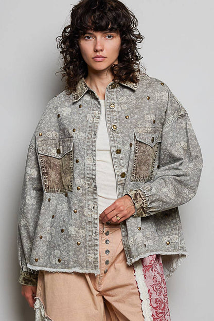 Heart Stud Vintage Shacket