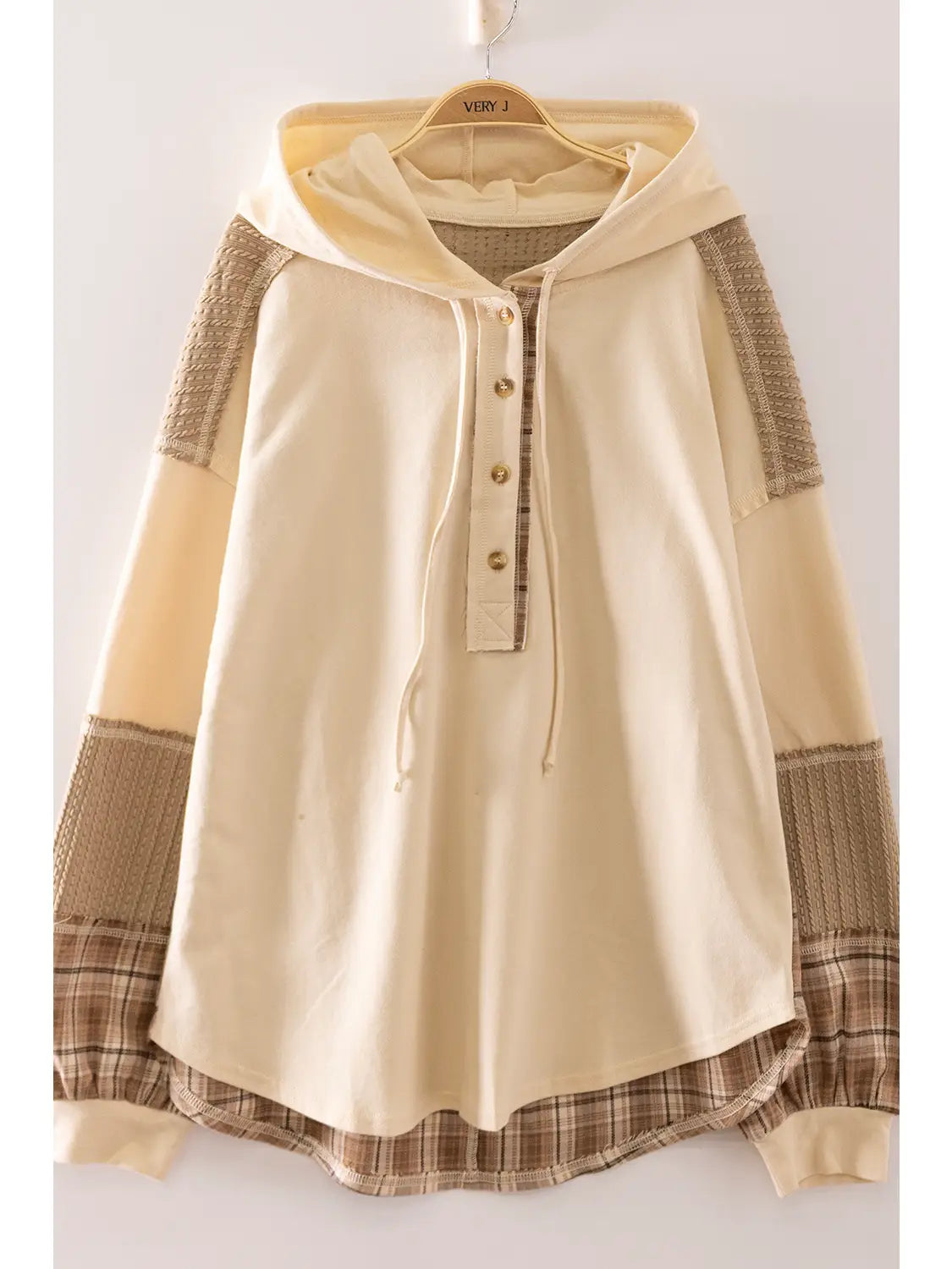 Plaid Contrast Hoodie Pullover