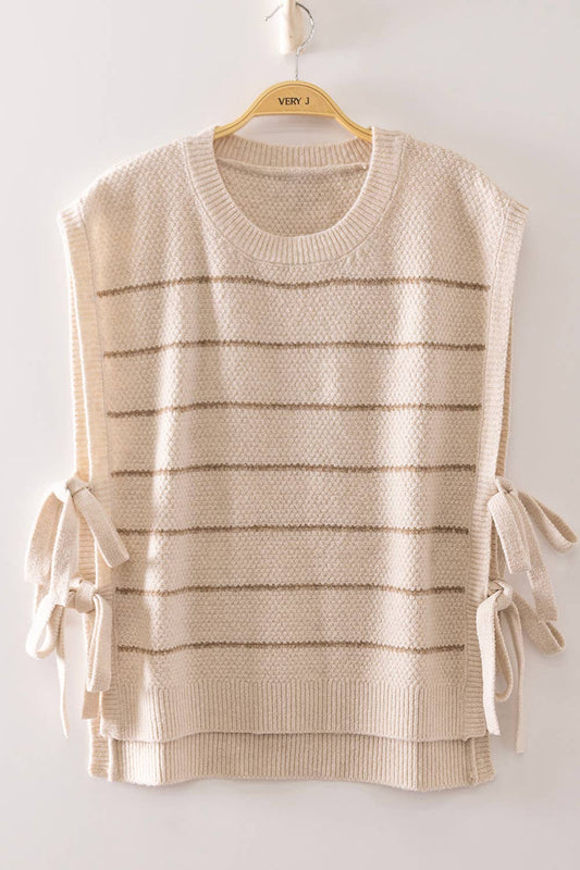 Striped Side Tie Knit Vest