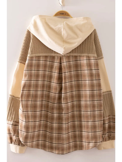 Plaid Contrast Hoodie Pullover