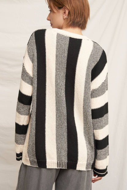 Striped Crew Neck Knit Sweater