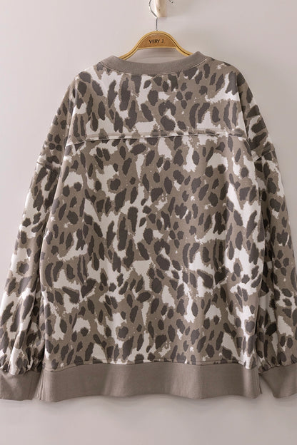 Silver Leopard Sweater Pullover