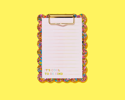 Scalloped Clipboard w/ Notepad - Small - Happy Confetti
