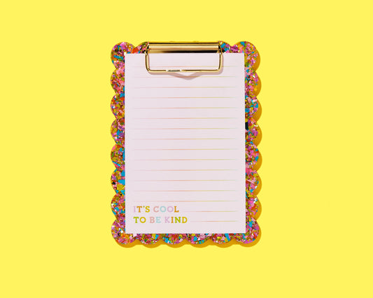 Scalloped Clipboard w/ Notepad - Small - Happy Confetti