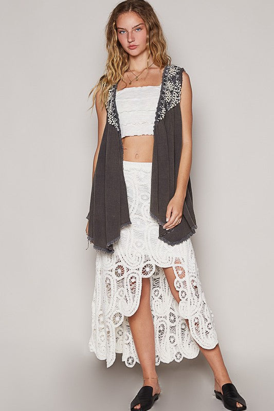 Charcoal Pearly Sleeveless Top