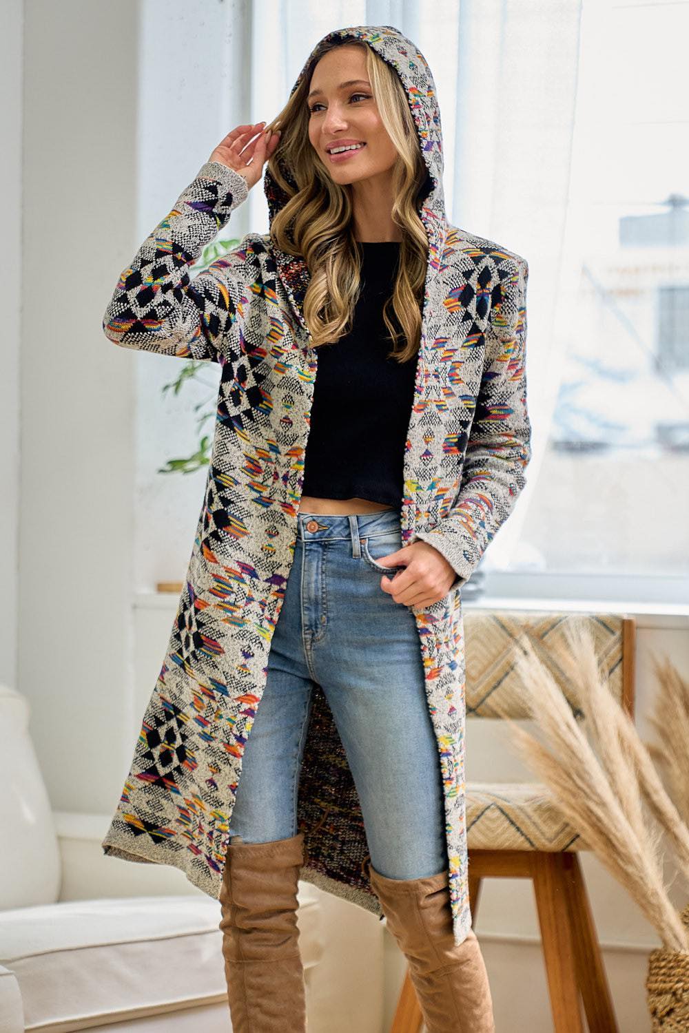 Aztec Print Colorful Cardigan/Duster