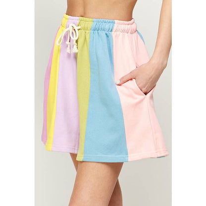 Pastel Palette Color Block Stripe Shorts