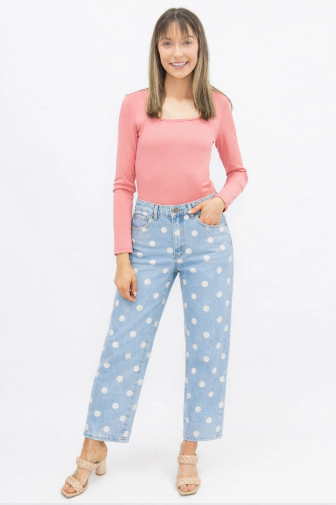 Polka Dot Barrel Jeans