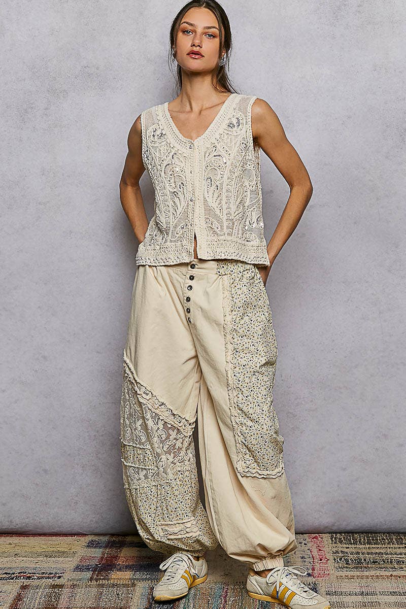Pearl Stud Embroidery Sequin Vest