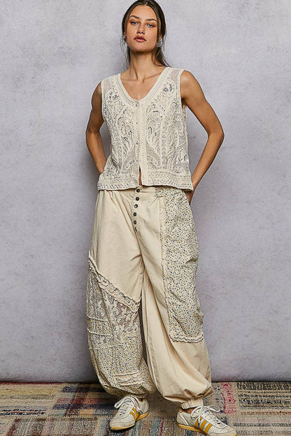 Pearl Stud Embroidery Sequin Vest