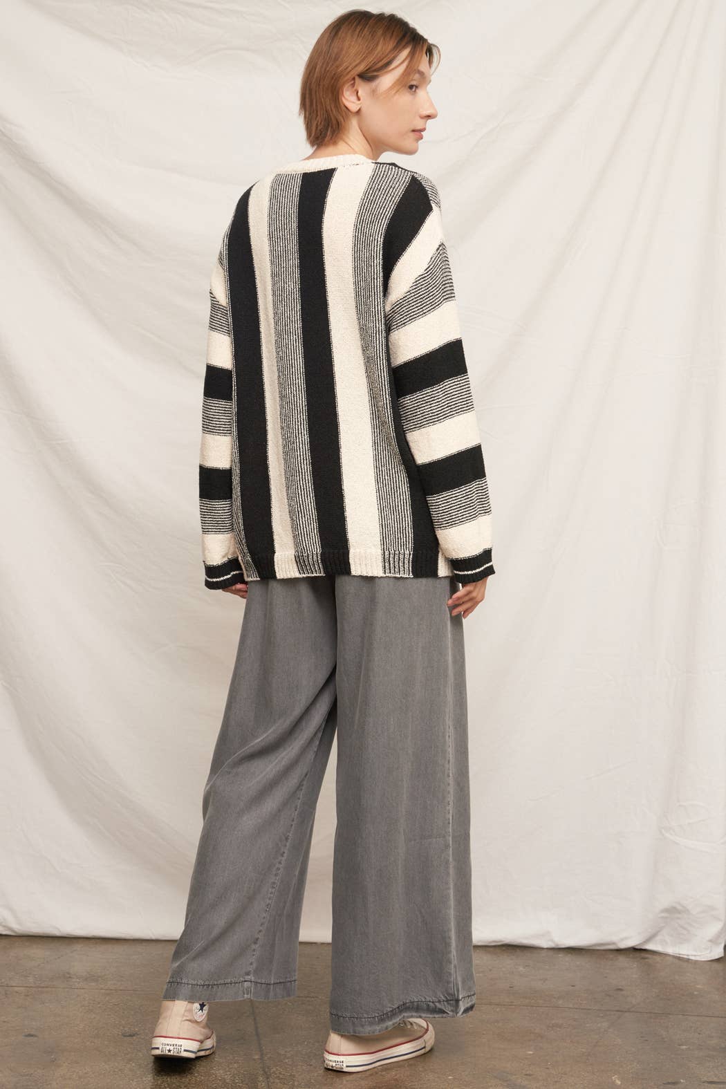 Striped Crew Neck Knit Sweater