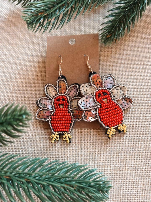 Turkey Day Beaded Earrings