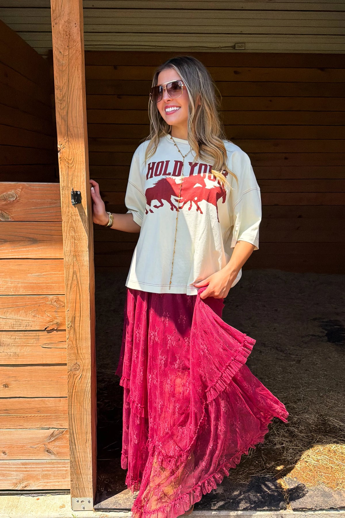 Autumn Blooming Lace Maxi Skirt