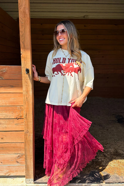 Autumn Blooming Lace Maxi Skirt