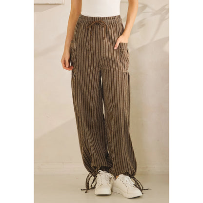 Drawstring Pants Stripe Cargo Pants