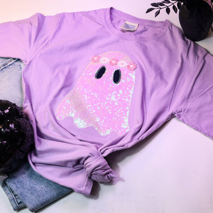 Groovy Ghost Embroidered Sequin Tee