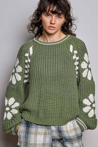 Olive Chenille Knit Sweater