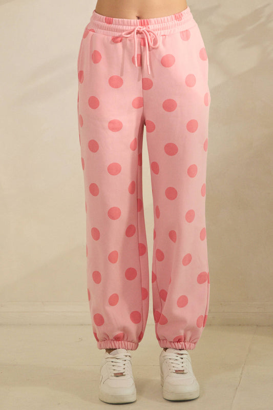 Pink Polka Dot Sweatpants