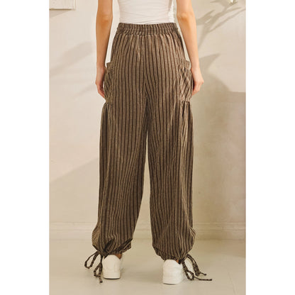 Drawstring Pants Stripe Cargo Pants