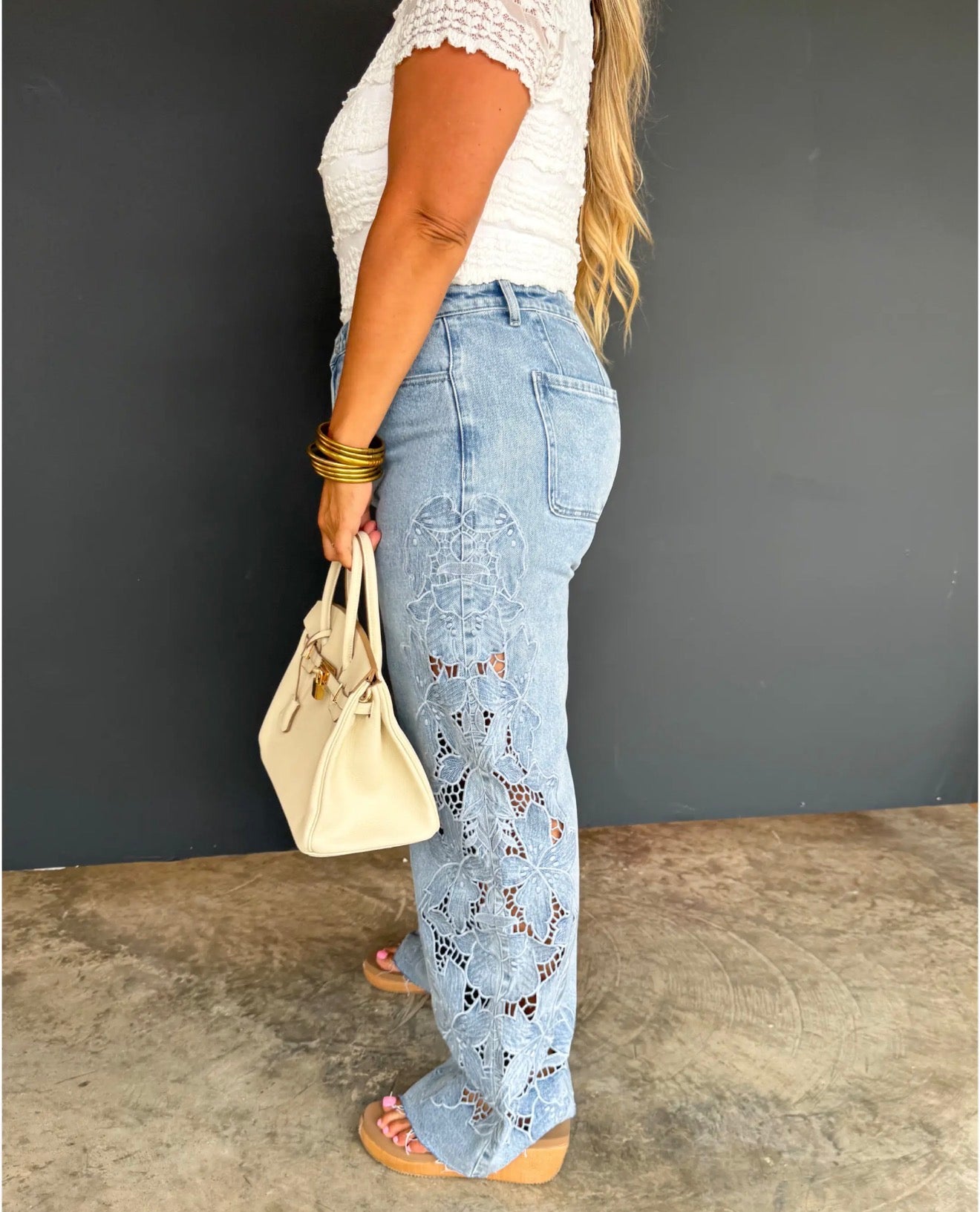 Floral Charm Wide Leg Jeans