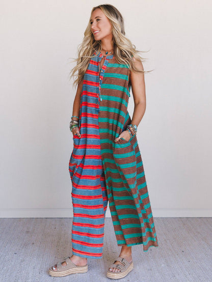 Cruise Lines Jumpsuit - Teal Brown