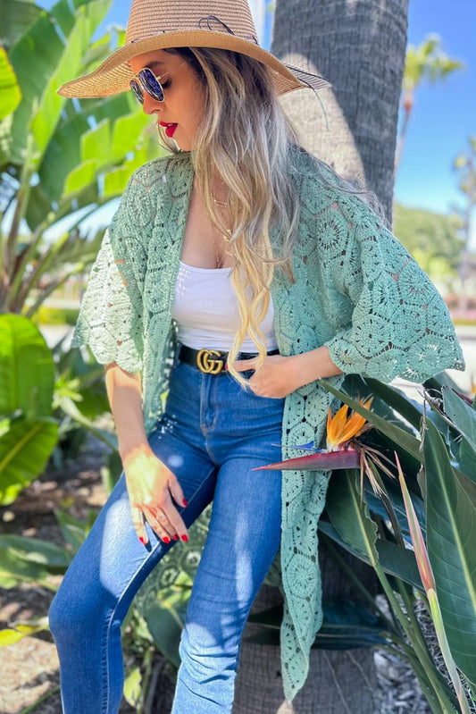 Wild Sage Crochet Kimono
