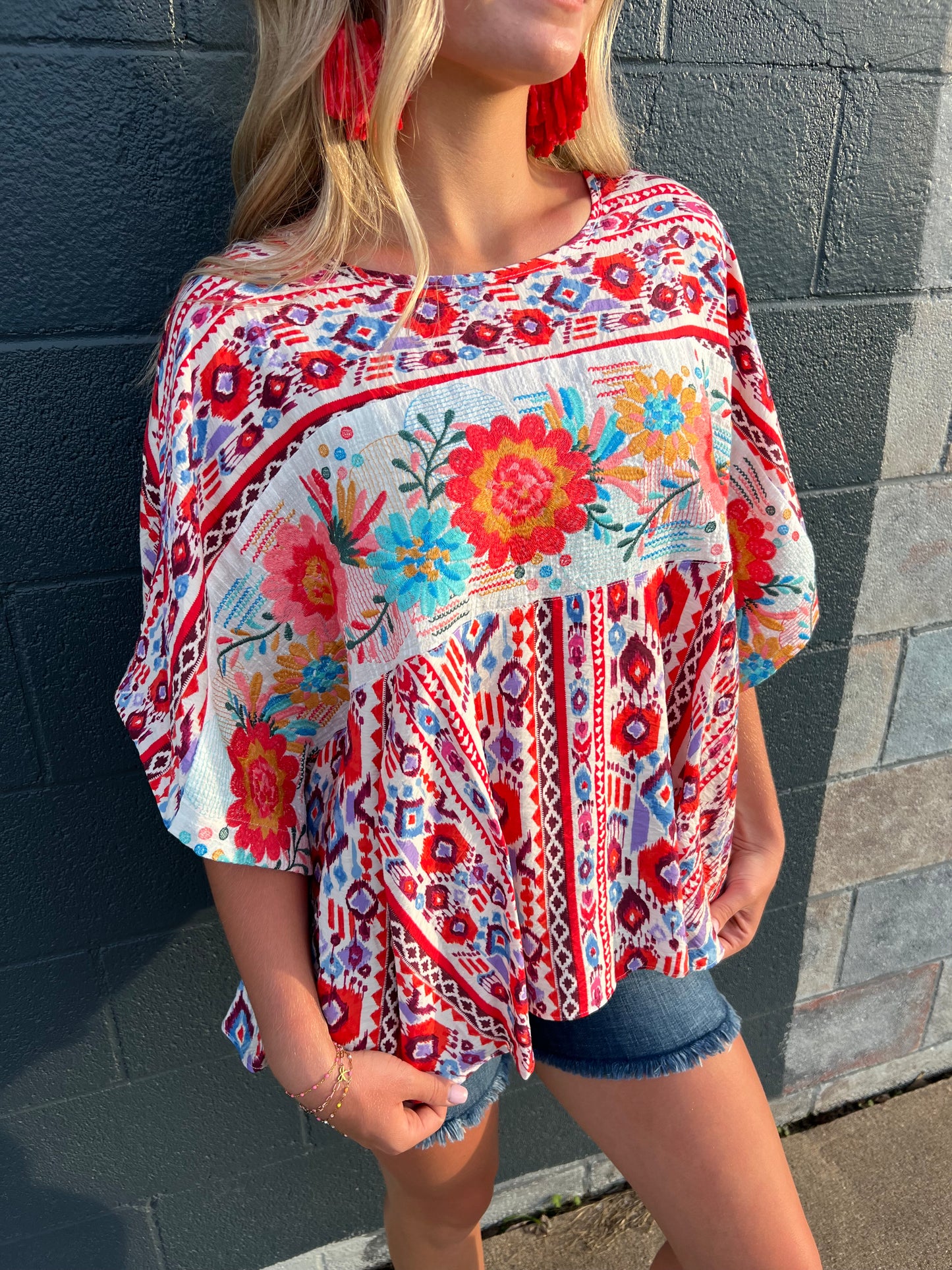 Desert Bloom Embroidered Top