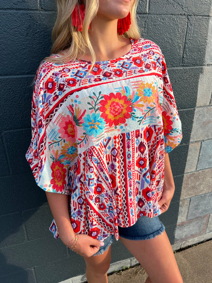 Desert Bloom Embroidered Top