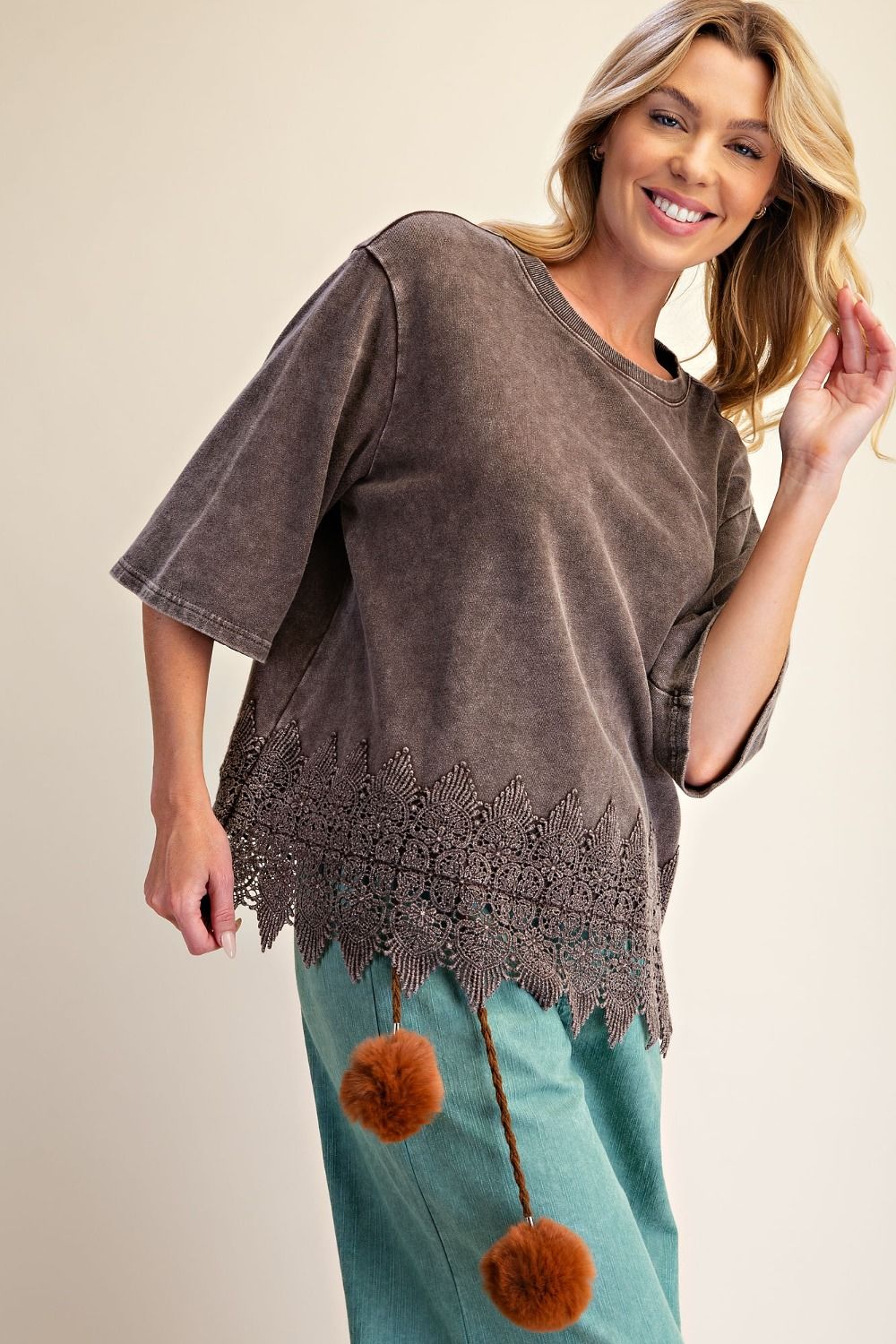 Elegant Espresso Lace Top