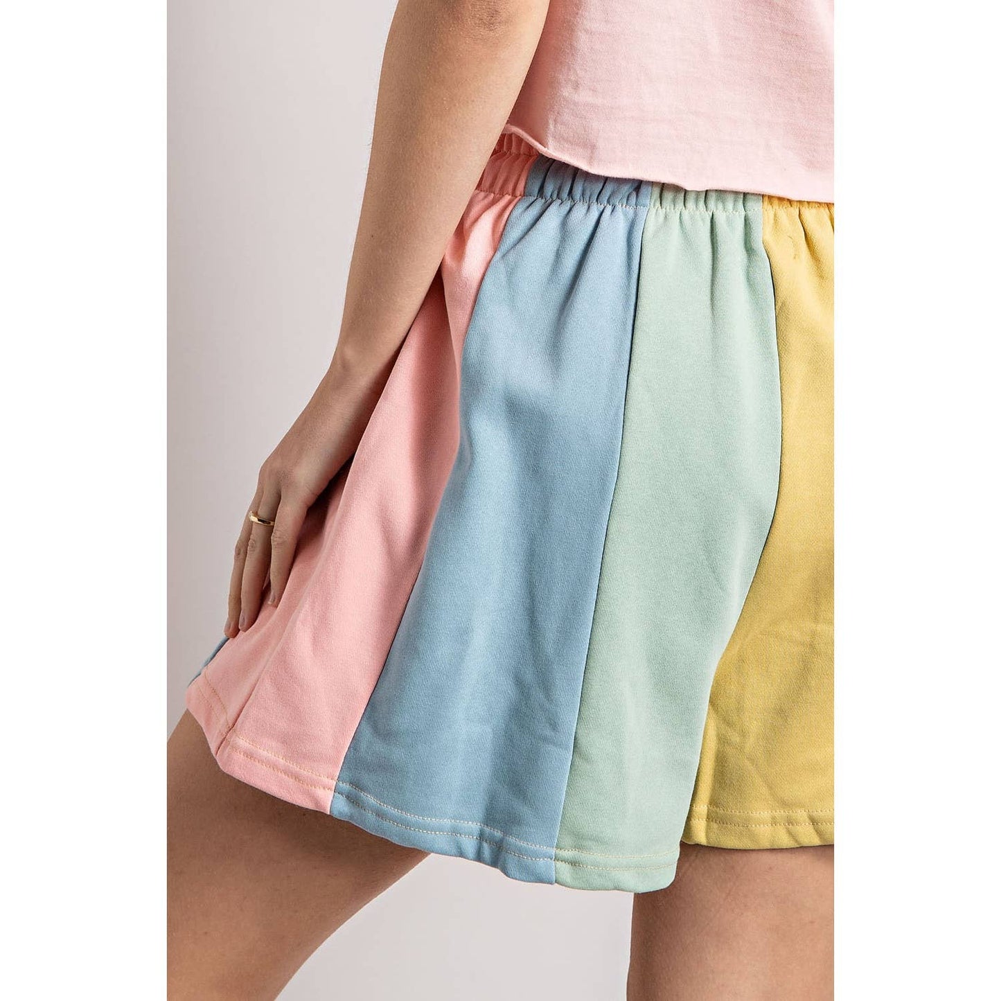 Pastel Palette Color Block Stripe Shorts