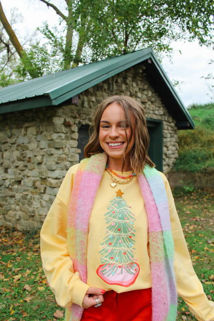 Festive Christmas Tree Crewneck Yellow