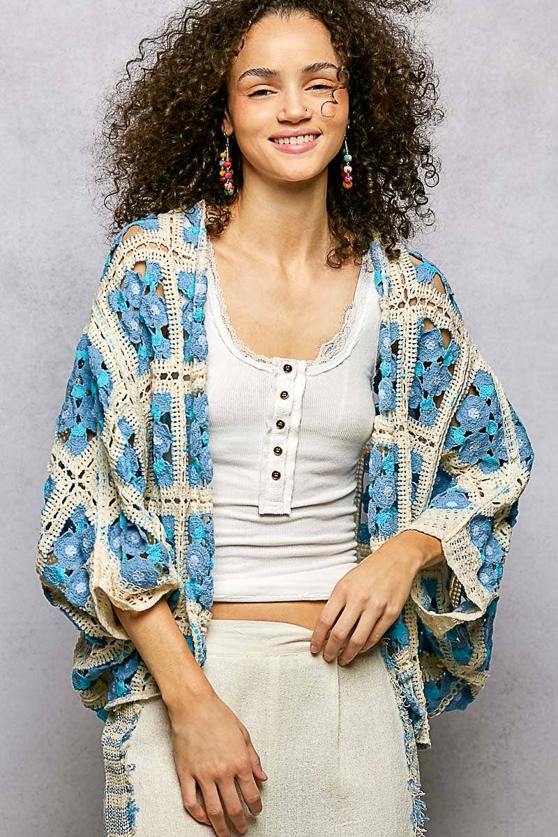 Blooming in Blueberry Crochet Cardigan