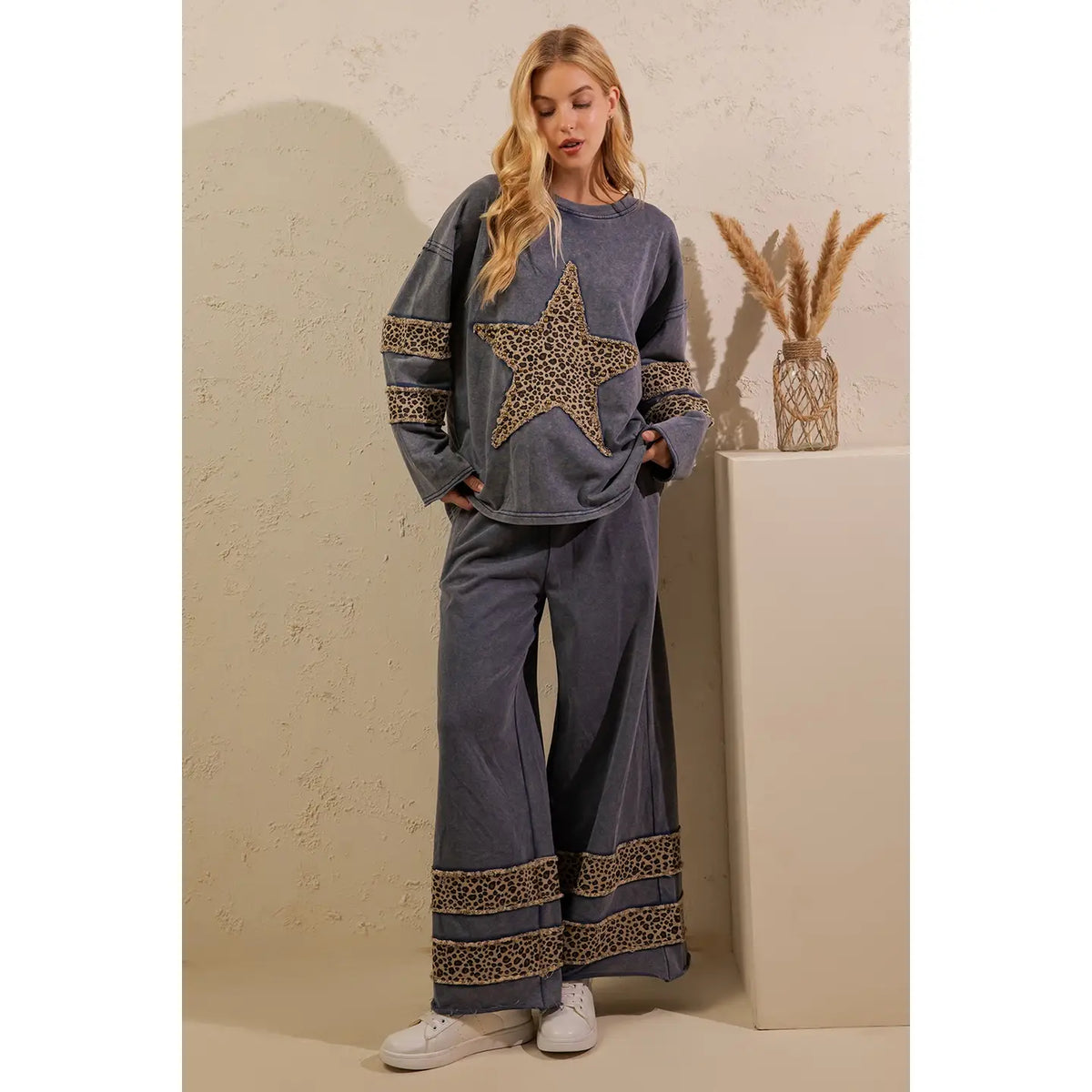 Leopard Star Mineral Wash Lounge Pants