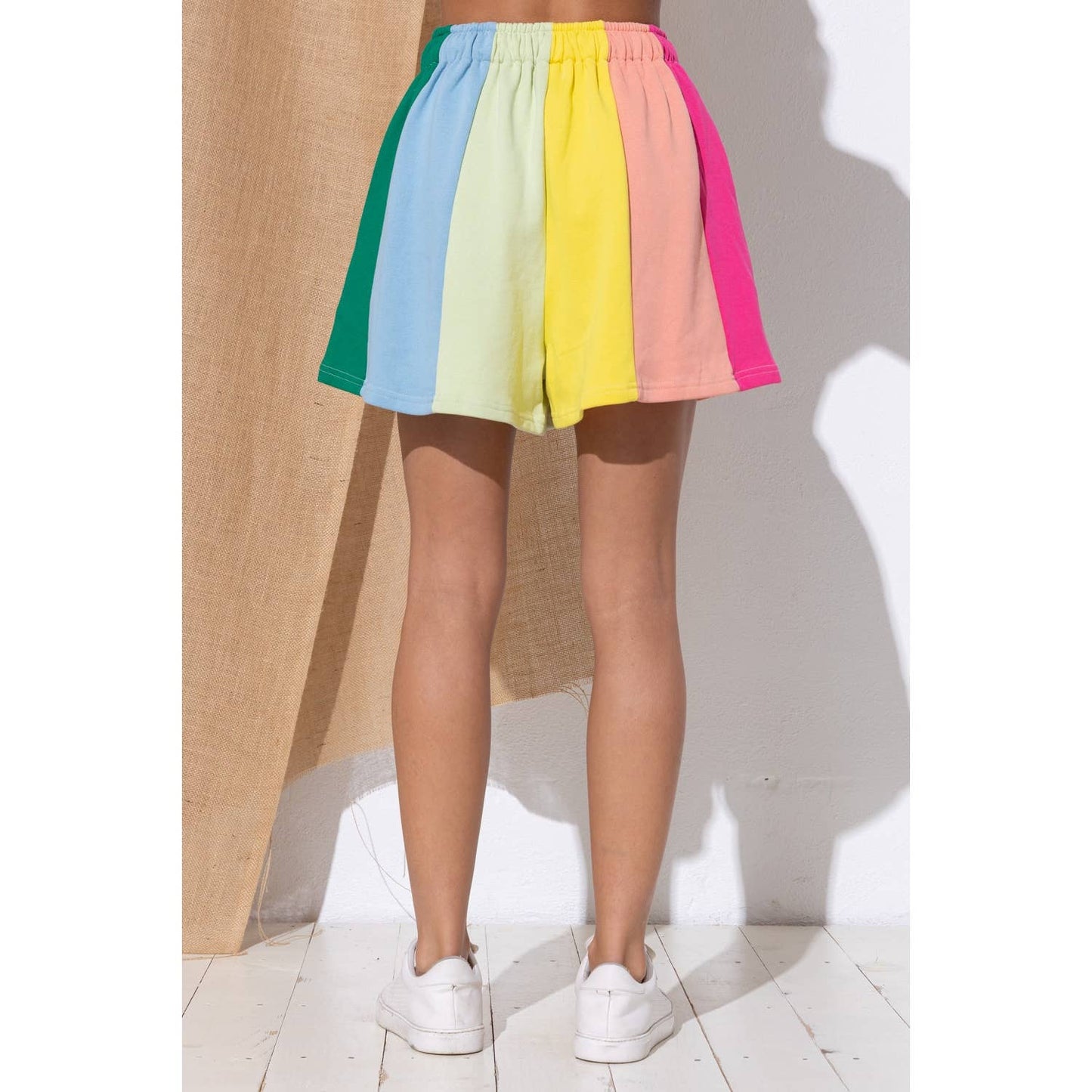 Pastel Palette Color Block Stripe Shorts