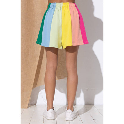Pastel Palette Color Block Stripe Shorts