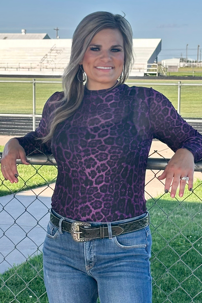 Sideline Spirit Purple Mesh Top