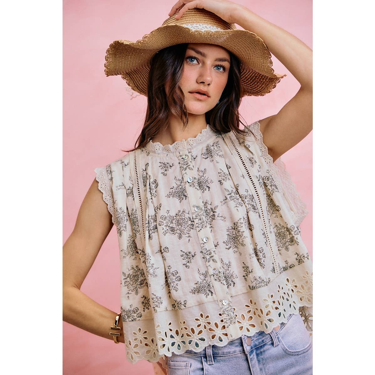 Country Petals Eyelet Top