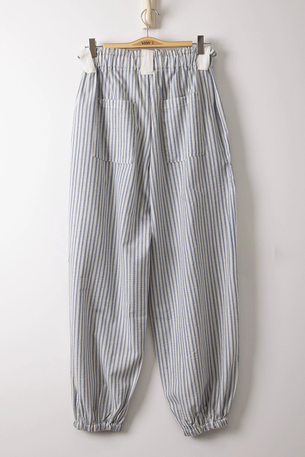 Bow Detail Stripe Textured Woven Pants