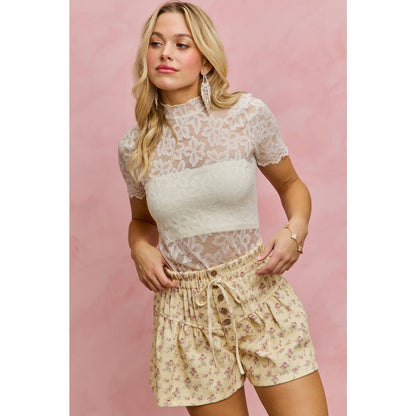 Floral Sheer Short Sleeve Top