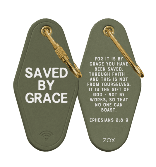 Saved By Grace Bible Verse Leather Motel Keychain