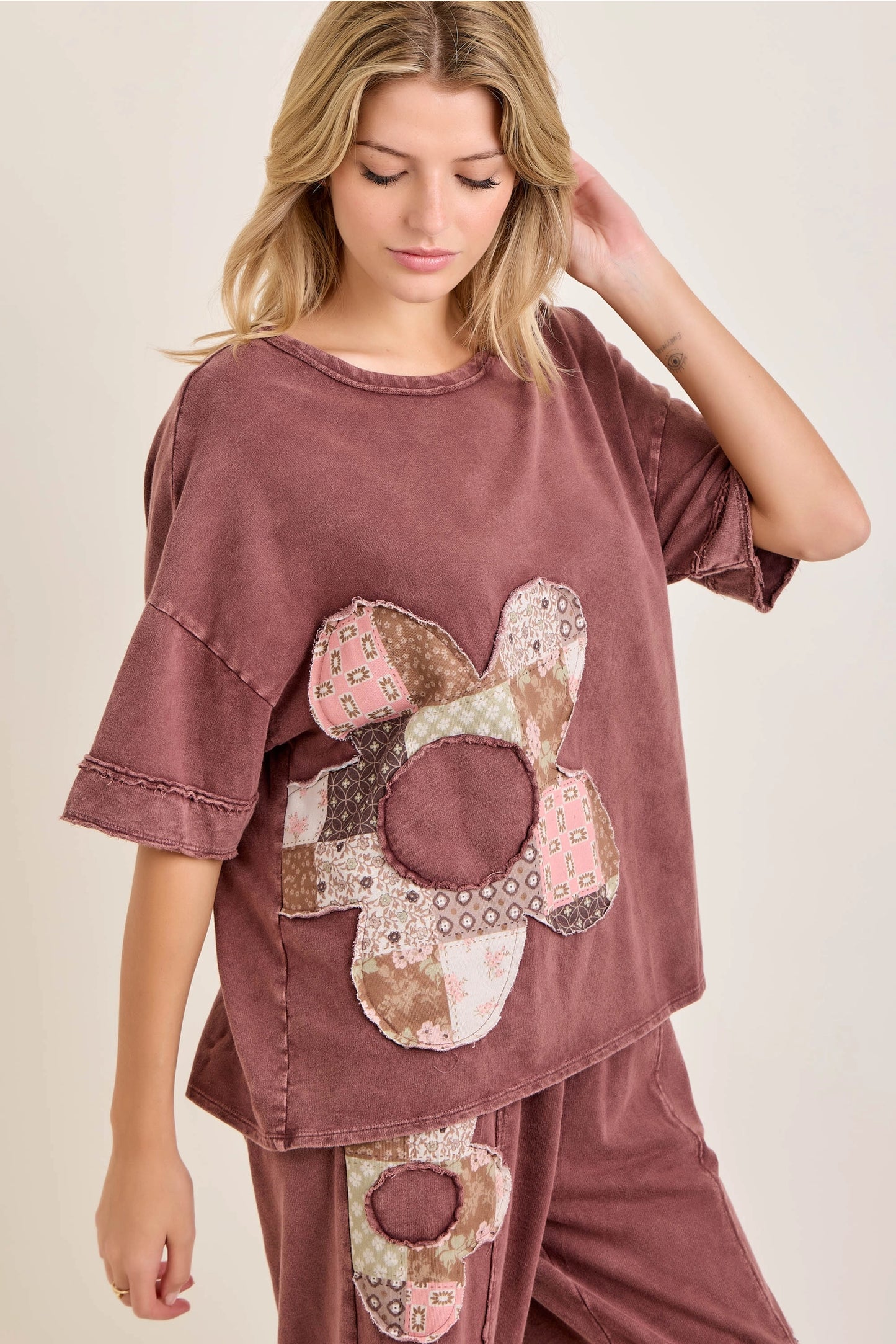 Fall Paisley Print Daisy Patched Top